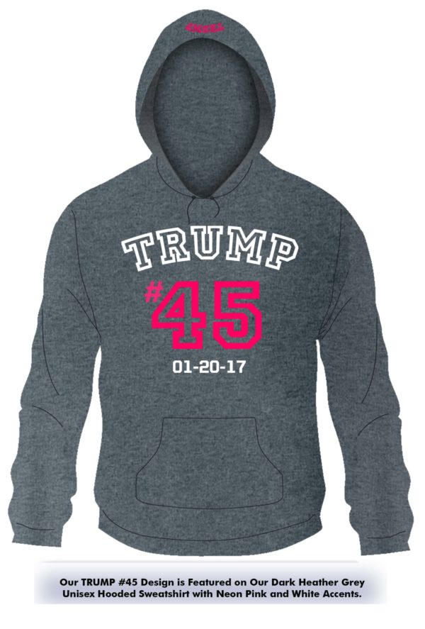 Trump 45 dark heather grey hoodie copy (2)